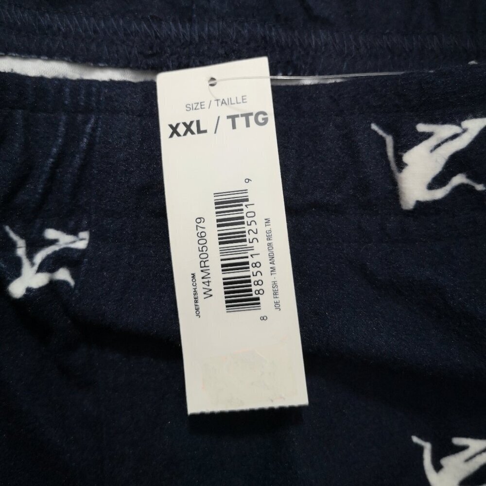 NWT Joe Fresh Men's Size XXL Navy w/ White Print Flannel Lounge Pants - Picture 4 of 12